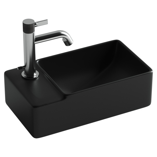 Раковина из сантехнического фарфора Ceramica Nova ELEMENT CN5046MB 40х22 подвесная цвет черный матовый 1 отверстие под смеситель - фото 3