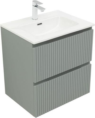 Тумба под раковину Aquanet Джейн (Flat) 00335432 60х46х64 подвесная цвет зеленый/серый - фото 3
