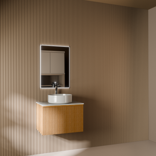 Тумба с раковиной+зеркало Art Decco Andy (Энди) AAN06W11S3M0 60x45x40 подвесная цвет белый дуб - фото 2