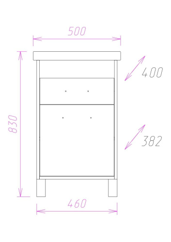 Тумба под раковину Onika Натали 105016 46х38х68 напольная - фото 3