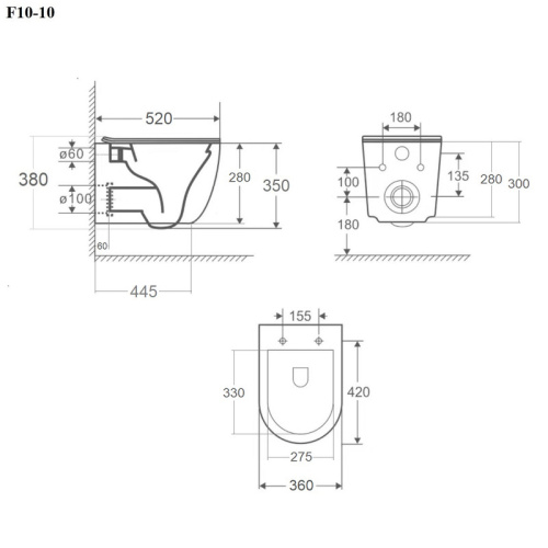 Унитаз подвесной Bond Oval F10-10 белый с сиденьем микролифт безободковый душевой смыв - фото 2