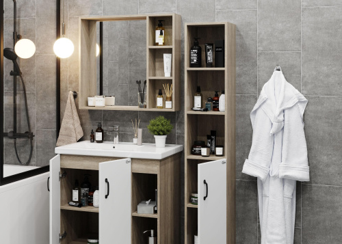 Зеркало-шкаф Onika Тимбер 208091 80х14х70 подвесной цвет коричневый - фото 5