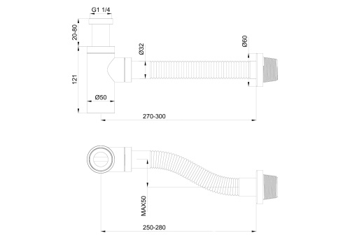 Сифон для раковины Wonzon & Woghand WW-88SS101-MB - фото 2