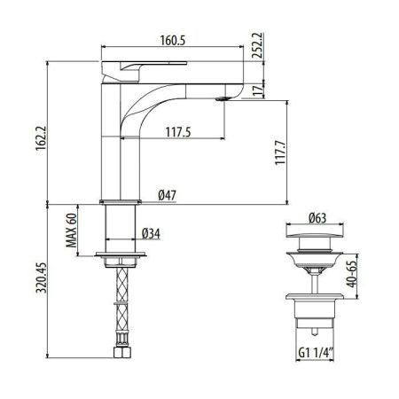 Смеситель Gattoni H2Omix7000 7004570C0 на раковину хром