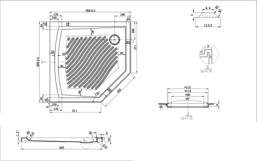 Душевой поддон Bravat P39B 90х90 акрил белый - фото 3
