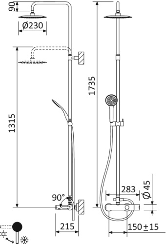 Душевая стойка Cezares LEAF LEAF-CVDA-23-01 настенная цвет хром - фото 2