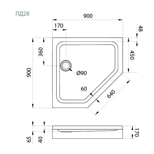 Душевой поддон Тритон Щ0000052850 90х90 акрил белый с каркасом - фото 5