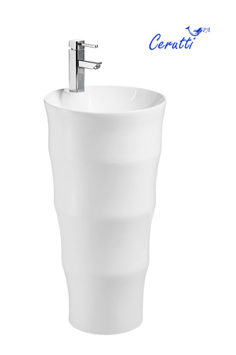 Раковина из сантехнического фарфора Cerutti SPA CT7833 42х42 напольная цвет белый 1 отверстие под смеситель - фото 2