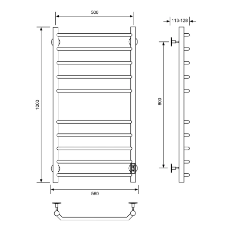 Полотенцесушитель Veconi Cantu-A C10050CH-A 50х100 электрический хром