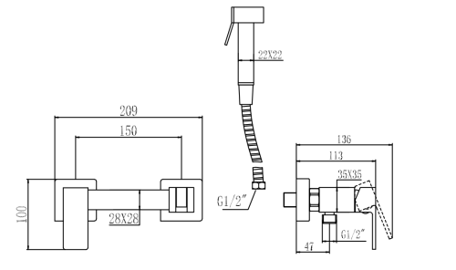 Гигиенический душ со смесителем Savol S-FXQ007H черный - фото 2