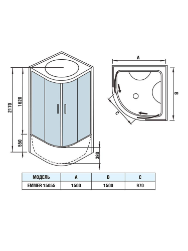 Душевой бокс WeltWasser WW500 EMMER 15055-2 (10000004658) 150х150 - фото 2