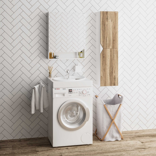 Раковина из искусственного мрамора Grossman Alvaro 1606001 60х60 подвесная цвет белый 1 отверстие под смеситель - фото 3