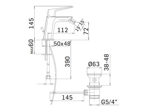 Смеситель Mamoli Spartaco 59210000905F на биде серый - фото 2