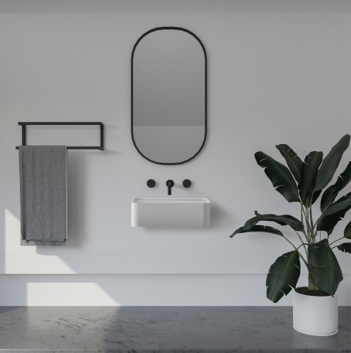 Раковина из искусственного камня Abber STEIN AS2626 50х40 подвесная цвет белый матовый без отверстий под смеситель - фото 3