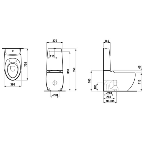 Чаша унитаза напольная Laufen Alessi One 8.2297.6.400.000.1 цвет белый без сиденья и без бачка душевой смыв - фото 2