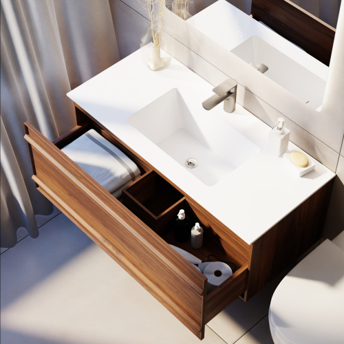 Тумба с раковиной+зеркало Art Decco Bridget (Бриджит) ABR10W22S2M0 100x45x40 подвесная цвет черный орех - фото 4