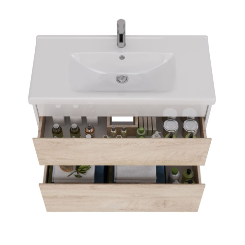 Тумба под раковину LeMark Combi LM03C100T-dub 96х45х65 напольная/подвесная цвет дуб канти/белый - фото 3