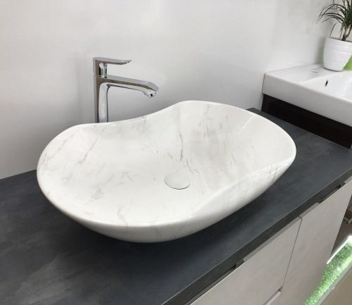 Раковина из сантехнического фаянса CeramaLux 503H012 70х40 накладная цвет белый без отверстий под смеситель - фото 2