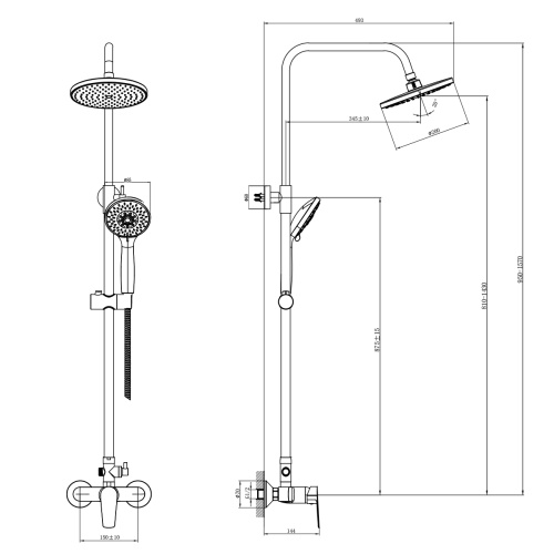 Душевая стойка Rossinka S S35-45 настенная цвет хром - фото 2