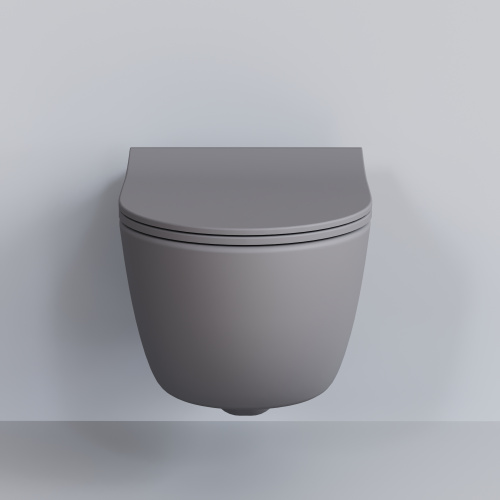 Унитаз подвесной Ambassador Abner 103T20301R-102T20301S серый матовый с сиденьем микролифт каскадный смыв - фото 3