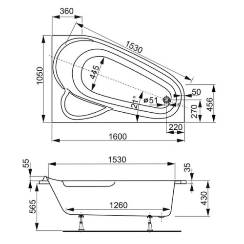 Ванна акриловая Vagnerplast Selena VPBA163SEL3PX-04 160х105 пристенная асимметричная без каркаса - фото 3