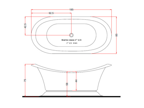 Ванна из метакрилата Gruppo Treesse GRANDE SOLEIL V1881/cromo 185х85 отдельностоящая асимметричная - фото 3