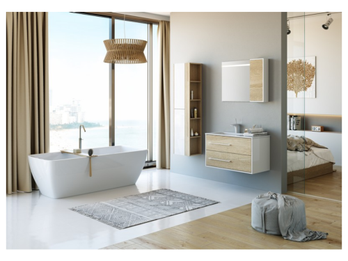 Шкаф-пенал Aqwella Y Mai.04.25 25х17х65 подвесной цвет белый/коричневый - фото 3