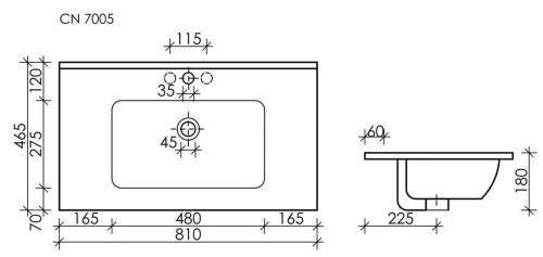 Раковина из сантехнического фарфора Ceramica Nova ELEMENT CN7005 80х50 накладная цвет белый - фото 5