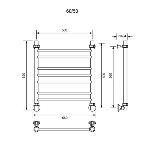 Полотенцесушитель Veconi Voga V6050GR 50х60 водяной графит - фото 3