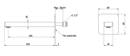Излив Remer Slash & Dot 91SL настенный хром - фото 2