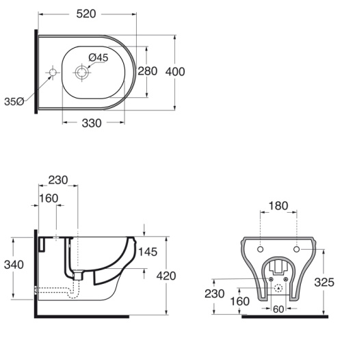 Биде Azzurra Jubilaeum CHBKS000000M/(CHA500/SOSK bi)*1 подвесное - фото 2