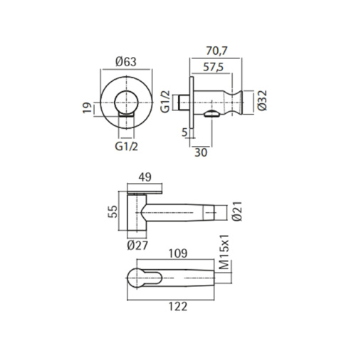 Гигиенический душ QuadroDesign ID022AS нержавеющая сталь - фото 2