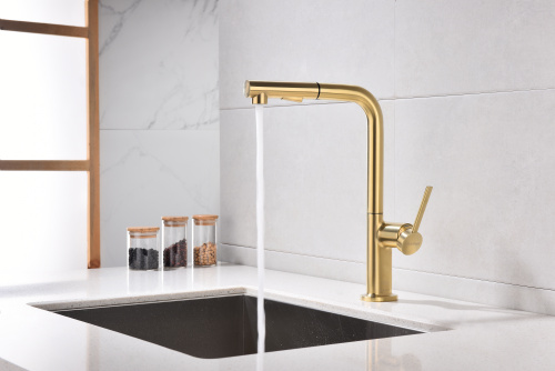 Смеситель для кухни Paulmark NEO Ne214419-LG на раковину светлое брашированное золото - фото 2