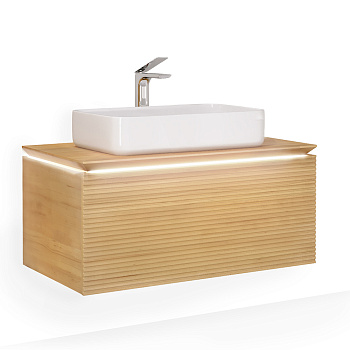 Тумба под раковину Jorno KARAT Kar.01.100/P/BuL 100х54х46 подвесная цвет бук