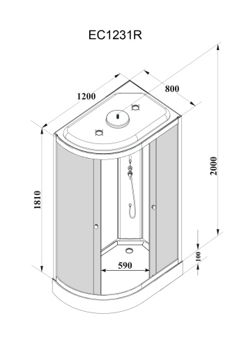 Душевая кабина Parly Classic EC1231R 120х80 асимметричная с крышей ориентация левая - фото 4