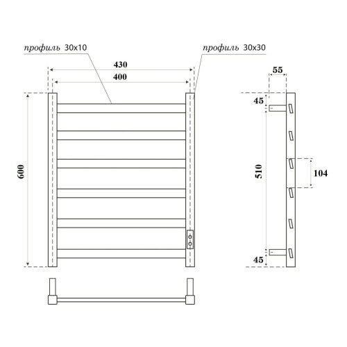 Полотенцесушитель Point Атлант PN18846W 43х60 электрический белый - фото 2