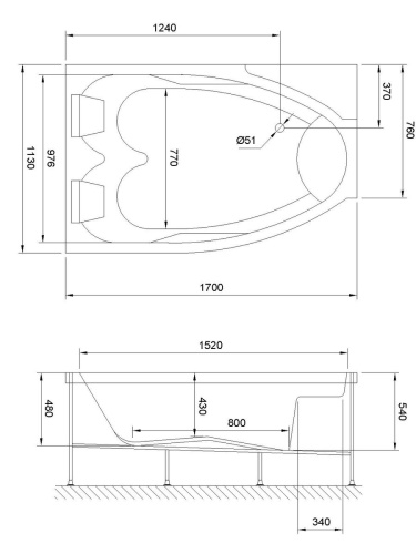 Ванна акриловая гидромассажная Royal Bath SHAKESPEARE RB652100CM-L 170х110 пристенная асимметричная с каркасом - фото 2
