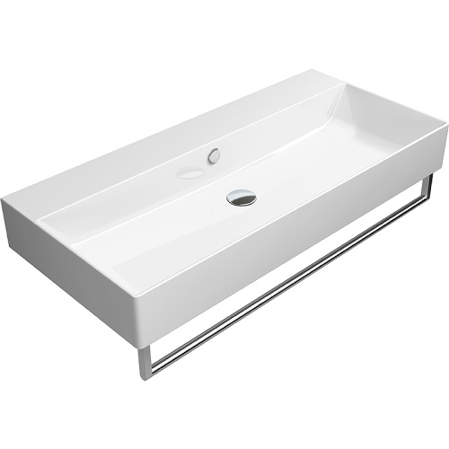 Раковина из санфаянса GSI Kube X 9423011_УЦ 100х47 подвесная цвет белый - фото 2