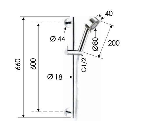 Душевой гарнитур Remer 317M319MO настенный цвет хром - фото 2