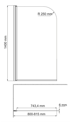 Душевая шторка на ванну Wasserkraft Leine 35P 35P01-80W 80х140 стекло прозрачное профиль белый ориентация универсальная - фото 5