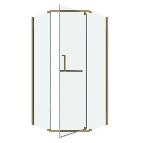 Душевой уголок Grossman Pragma 302.K33.03.1010.32.00 100х100 стекло прозрачное профиль золото матовое без поддона - фото 2