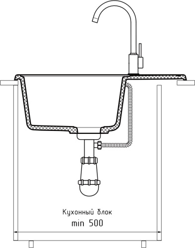 Кухонная мойка Granfest Quarz 13 белый 62х48 цвет белый поверхность матовая - фото 4