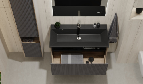 Тумба под раковину Jorno TOSSONY Toss.01.90/P/DS-A/JR 89х44х60 подвесная цвет антрацит - фото 2