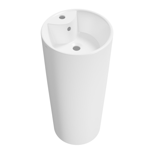 Раковина из сантехнического фарфора Wellsee Callipy Art 33890100S 40х40 напольная цвет белый глянцевый 1 отверстие под смеситель - фото 2