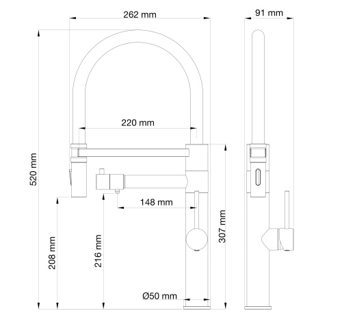Смеситель для кухни Wonzon & Woghand WW-88458007-MB на мойку черный - фото 2