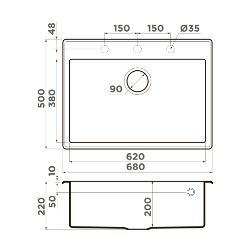 Кухонная мойка Omoikiri Tedori 68 4993570 68х50 цвет серый - фото 2