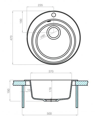 Кухонная мойка Aquaton Иверия 1A711032IV250 47х47 цвет серый поверхность матовая - фото 3