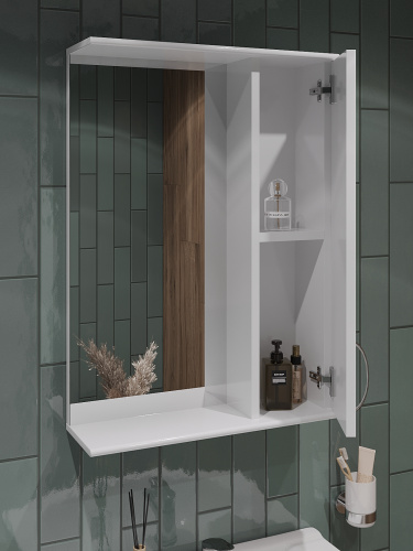 Зеркало-шкаф Orange Лайт LA-50ZSW 50х16х71 подвесной цвет белый - фото 5