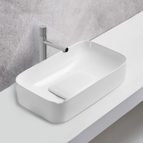 Раковина из сантехнического фарфора Vincea VBS-50460 38х61 накладная цвет белый без отверстий под смеситель