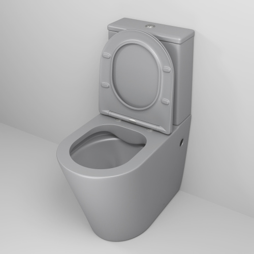Унитаз напольный с бачком Grossman Color GR-4480GLMS светло-серый матовый с сиденьем микролифт безободковый каскадный смыв - фото 4